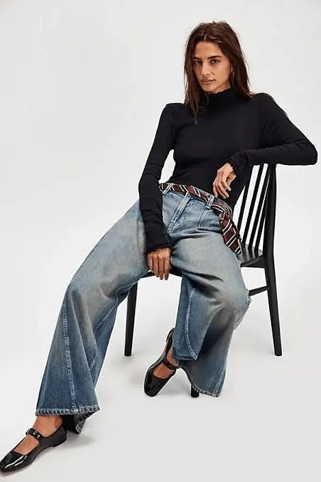We The Free People Sara Pointelle Turtleneck Stretchy Modal Medium - Image 10