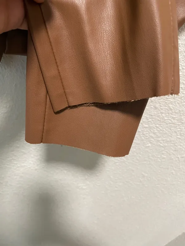 Zara Womens High Waist Faux Leather Leggings Small Ankle Length Brown - Image 9
