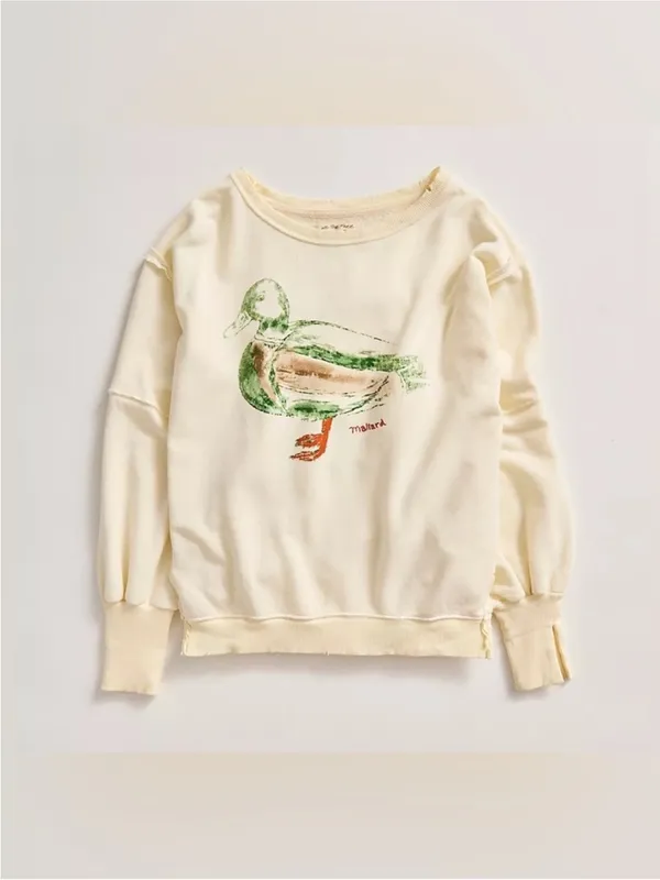 NWT Free People We The Free Graphic Camden Pullover - duck combo mallard - Large - Image 9