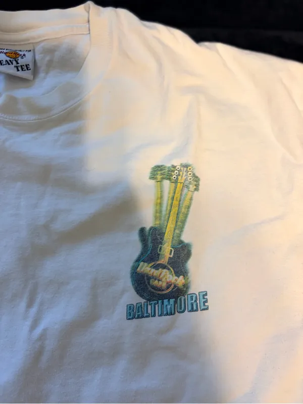 Baltimore Vintage Hard Rock Cafe White Crewneck Tee with Small Logo - Image 2