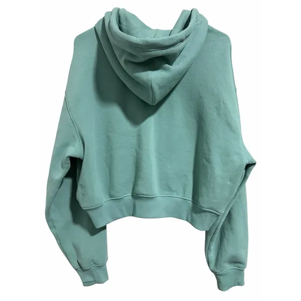 Athleta Forever Fleece Full Zip Cropped Hoodie Turquoise Women's Size Medium - Image 2
