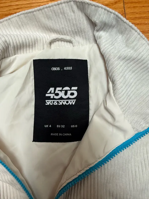 🙂ASOS White Corduroy Hooded Vest with Blue Trim - Image 3