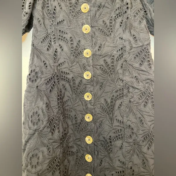 Free people‎ Daniella Eyelet Elegant Black Lace Mini Dress Size 2 - Image 8