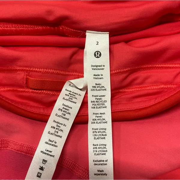 lululemon Tennis Skirt Size 2 Red Pink Asymmetrical Layered High Rise Skirt NWT - Image 8