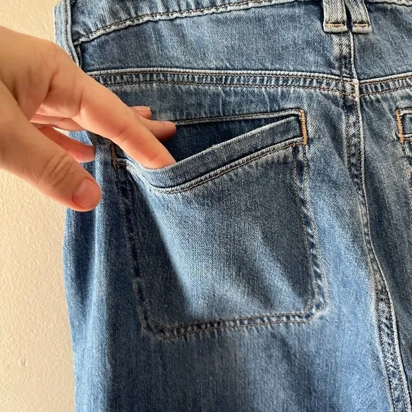 American Eagle Sz 4 Short The Perfect Vintage Wide Leg Selvedge Jeans High Rise - Image 6