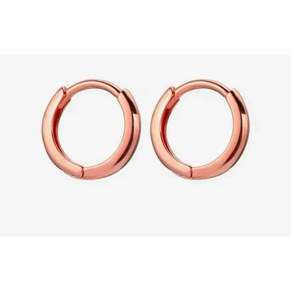 Unisex‎ Hoop Earrings Rose Gold Plated Silver Huggie Hoops, 9mm - Image 12