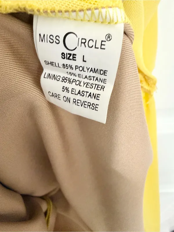 Miss Circle Yellow Ruched Sleeveless Bodycon Glam Party Cocktail Large Dress - Image 4