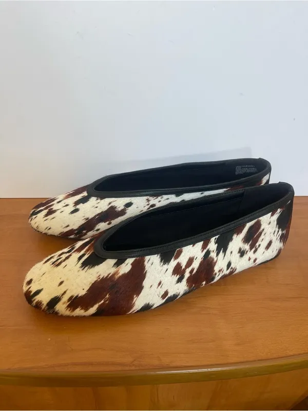 Steve Madden Leni Cow Print Hair Calf Flats Women's Sz 8.5 M Western Boho Shoes - Image 5