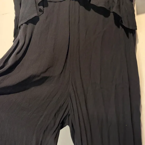 O’Neill- NWT “Bryan” Black Sheer Wide Leg Bell Sleeves Jumpsuit Coverup- Size S - Image 8