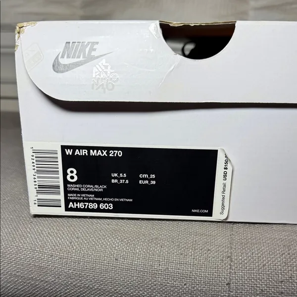 Nike Air Max 270 Light Pink and Orange Sneakers - Image 9