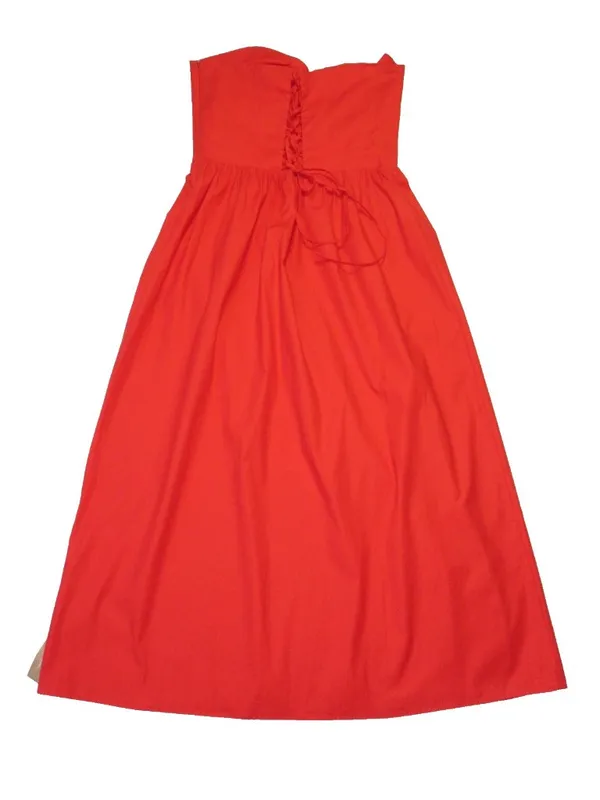 NWT Reformation Buckley in Paprika Red Organic Cotton Strapless Midi Dress 10 - Image 11