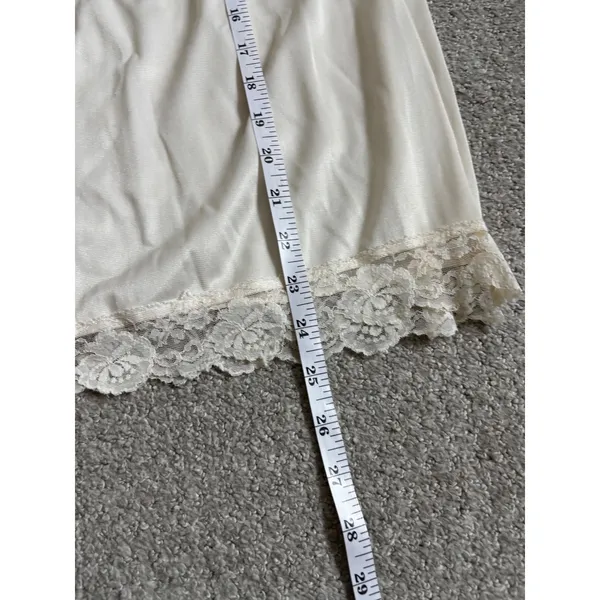 Vintage 80s Half Slip Skirt Medium Ivory Lace Floral Embroidered Lingerie Retro - Image 6