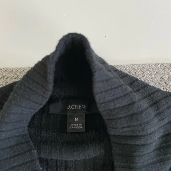 Vintage 90s J. Crew Black Ribbed Mockneck Long Sleeve Top Size Medium - Image 4