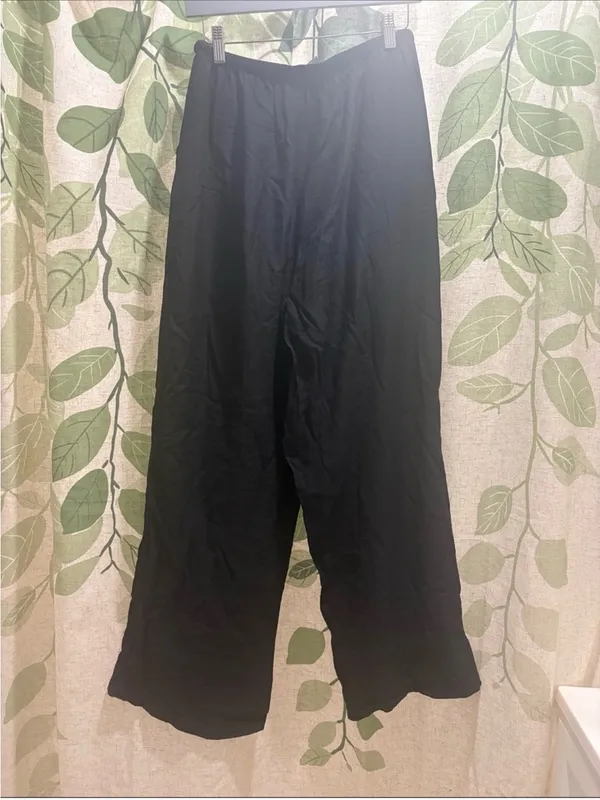Zara Black Wide-Leg Drawstring Jogger Pants - Image 2