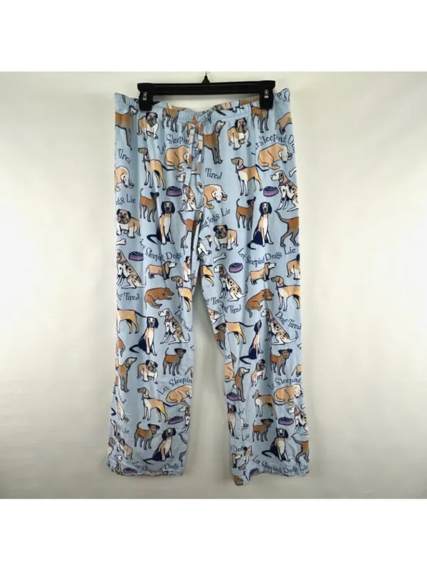 Pajamagram Medium Dog Tired Cotton Flannel Pajamas 2-Pc Blue 100% Cotton Womens - Image 2