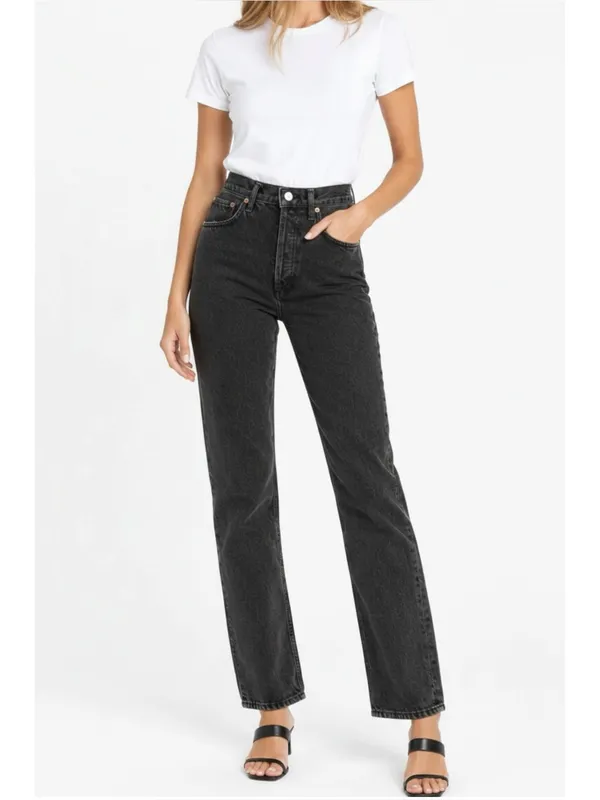 AGOLDE 90's Pinch Waist Jeans, Black Tea, 23” - Image 3