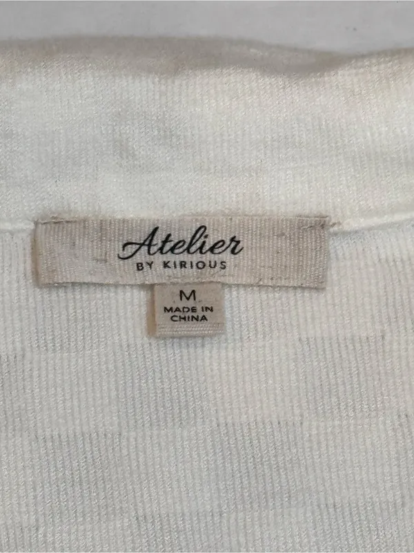 Ivory Checkerboard Knit Polo Top M Textured Johnny Collar Preppy Cropped Tennis - Image 7