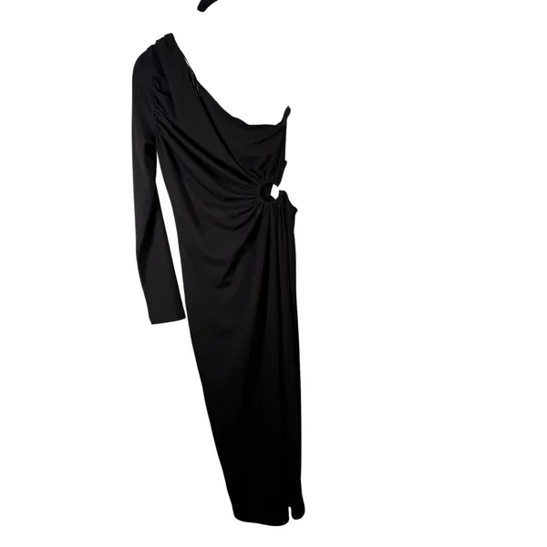 Hello Molly Black One‎ Shoulder Midi Dress Side Cutout Womens US 4 AU 8 - Image 2