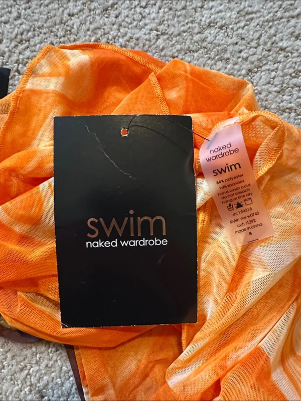 NWT Naked Wardrobe Swim Back on the Low cover up dress orange - Image 5