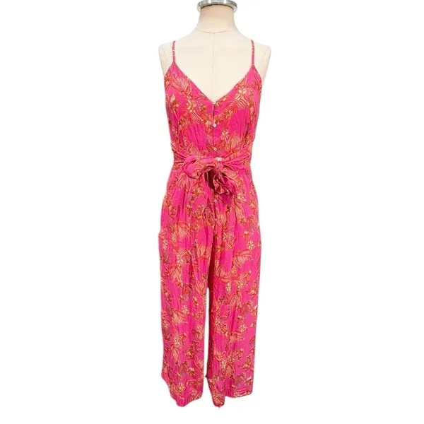 Free People Hot Tropics Wide Leg Cropped Jumpsuit Size Small - Image 2