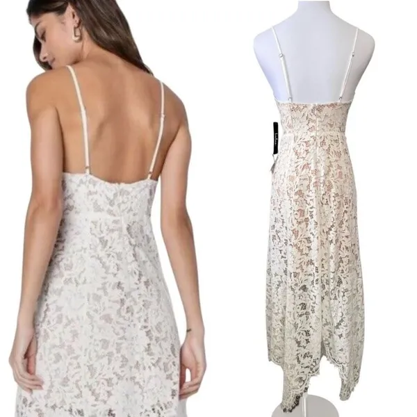 Lulu's One‎ Wish Handkerchief Dress White Lace Midi XS Cruise Wedding Event NWT - Image 4