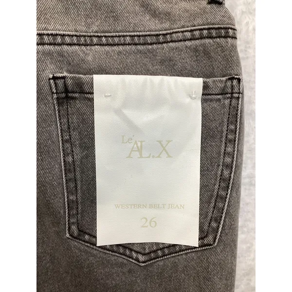 Le ALX Western Belt Jean Grey Fringed Straight Leg‎ High Rise Denim Size 26 NWT - Image 5