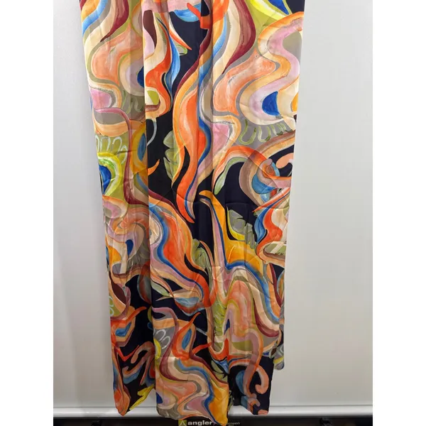 Nicole Miller New York‎ Abstract Swirl Print V-Neck Maxi Dress Multicolor M NWT - Image 10