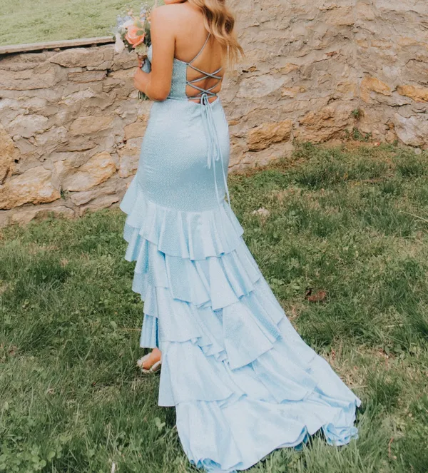 Sherri Hill Prom Dress Blue ruffle - Image 2