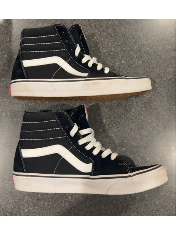 Women's Vans Sk8-Hi Black White Sneakers Size 8 - Image 12