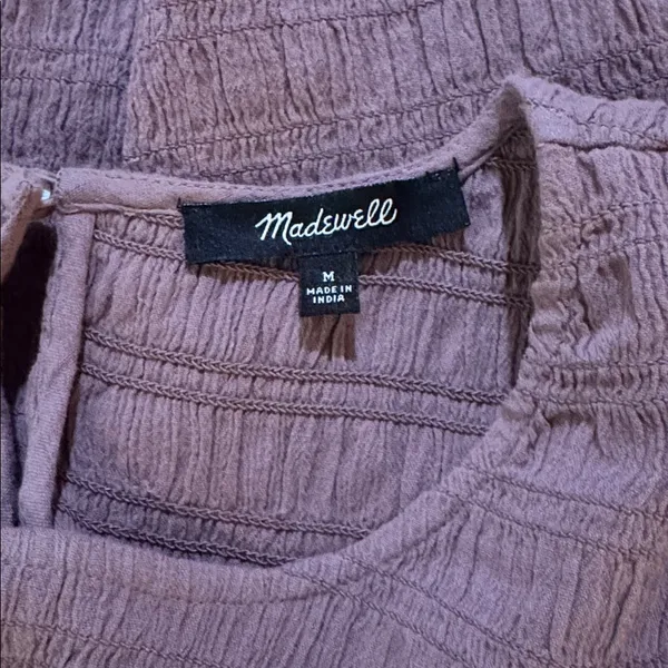 Madewell Lucie Flutter-Sleeve Smocked Bodice Top - Fig Size M - Image 8