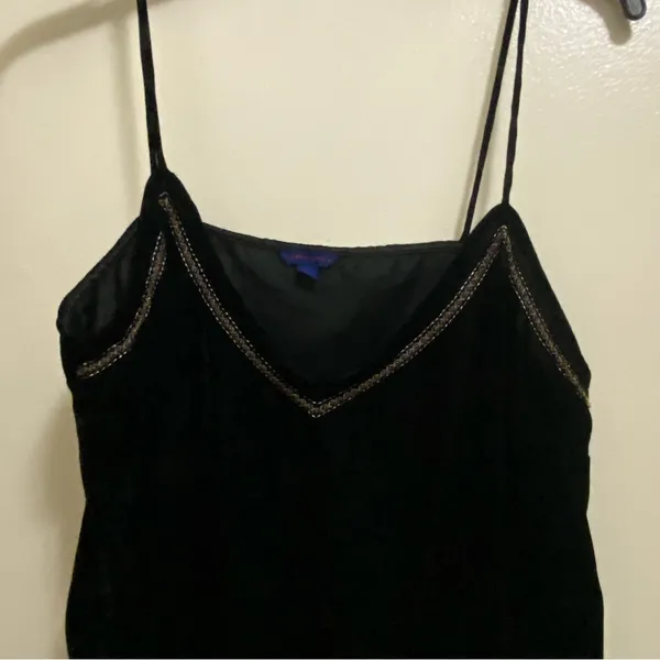 Aeropostale Womens Black Velvet Cami Tank Top XL 40” Embroidered V Neck Boho - Image 6