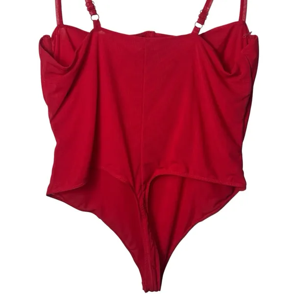 Good American Corset Demi Mesh Thong Bodysuit Grenadine Feminine Dainty 2XL - Image 8