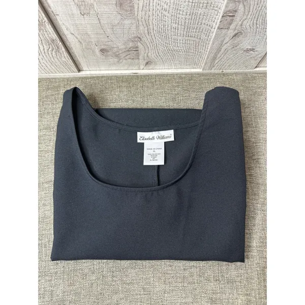 Elisabeth Williams Womens XL Black Sleeveless Shell Scoop Neck Blouse Tank Top - Image 3