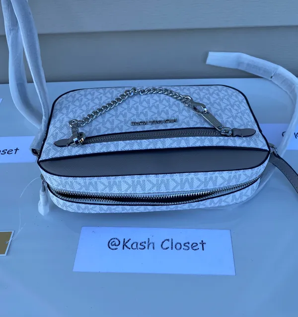 Michael Kors Jet set Item Large EW Zip Chain Crossbody - Bright White - Image 5