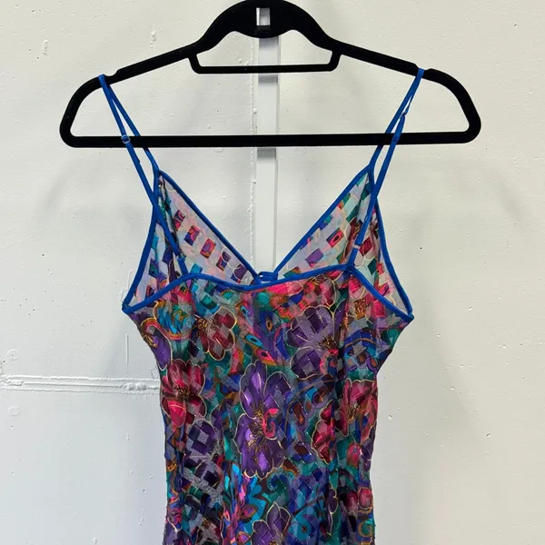 Vintage Victoria's Secret Gold Label‎ Bodysuit Floral Metallic Sheer Blue M 90s - Image 5