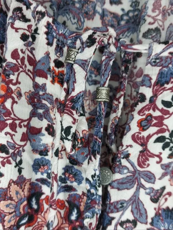American Eagle Boho Floral Festival Hippie Peasant Concert Smocked Waist Romper - Image 7