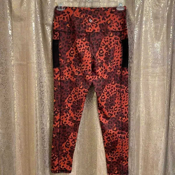 LegEnd Burnt Orange Leopard Cheetah Print Athletic Leggings, XL NWT - Image 2