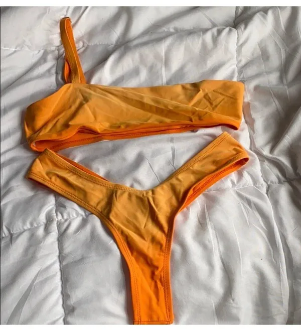 High Waisted Orange Ombré Bikini Set - Image 2
