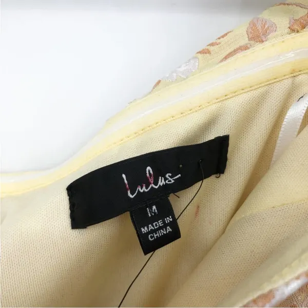 Lulu's Favorite Song Yellow Floral Jacquard Off-the Shoulder Mini Dress M NEW - Image 7