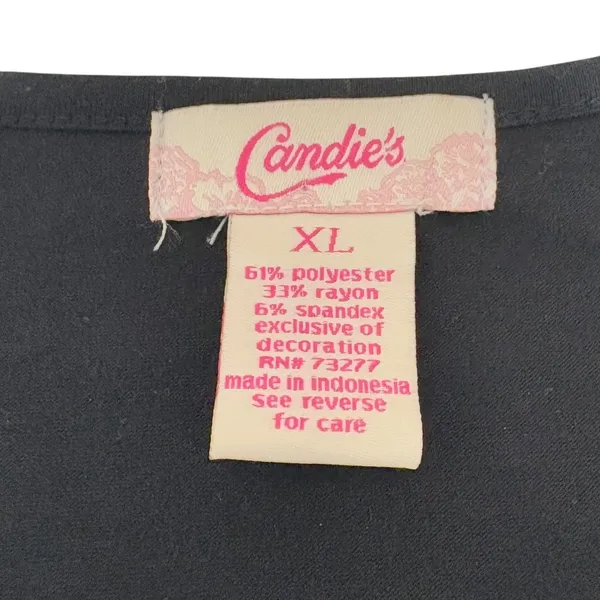 Candies Womens Top XL‎ Y2K Black Sequin Stripe Party Clubwear Retro Sparkly Glam - Image 4