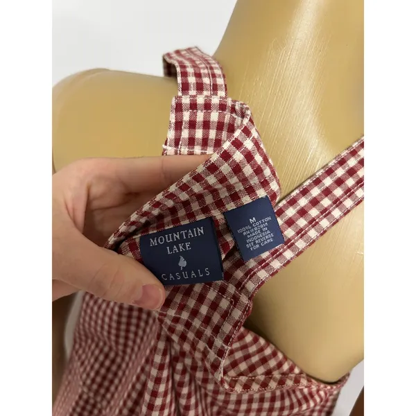 Mountain Lake Casuals Red Gingham Cotton Pinafore Overall Dress Womens Medium - Image 7