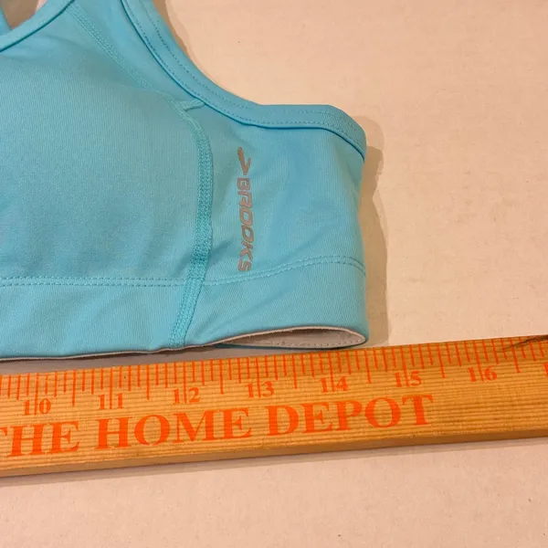 Brooks Sports Bra Women Large Turquoise Blue Running Padded Racerback Gym‎ - Image 8