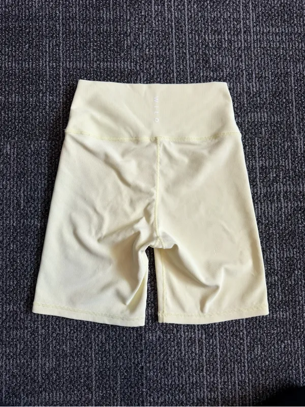 WILO Yellow Ribbed Biker Shorts Large - Image 5