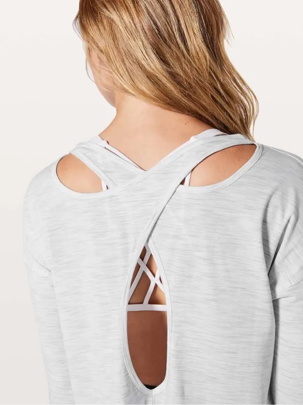 Lululemon Back Into It Long Sleeve in 3 Color Space Dye Ice Grey Alpine White - Image 3