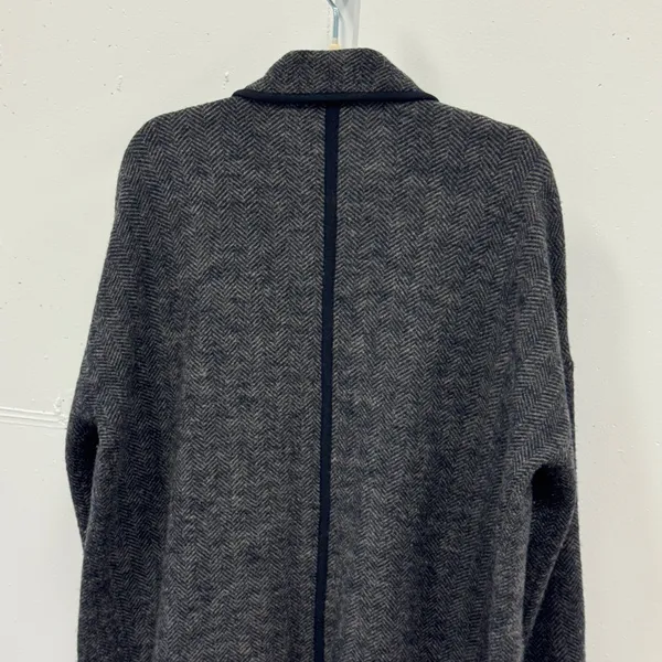 Madewell 100% Merino Wool Herringbone Sweater Coat Grey NB389 Women's Small - Image 7
