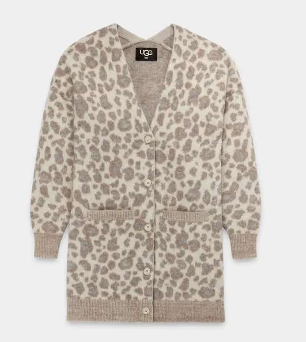 UGG Tomara Alpaca Wool blend Relaxed fit Leopard Print Cardigan - Image 2