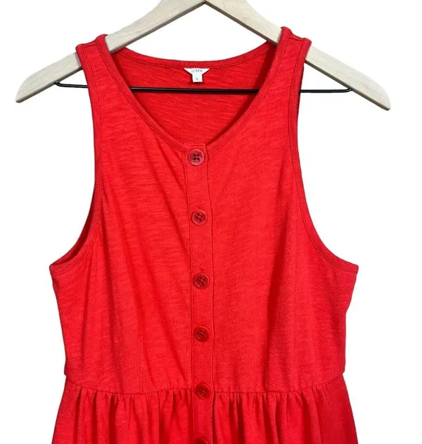 J. Crew Women’s Coral Sleeveless Nautical Button Front A-Line Dress #88409 Size S - Image 2