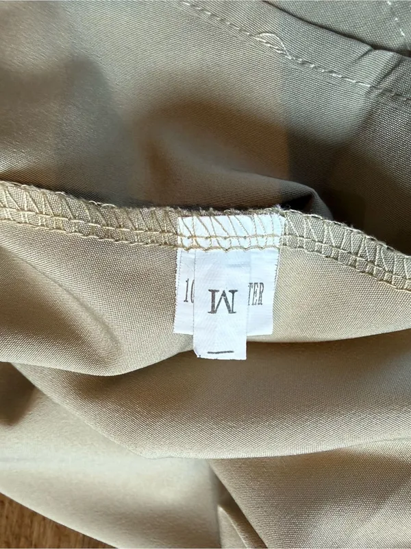 Source Unknown Beige Taupe Spaghetti Strap Sweetheart Bodice Drop Waist Midi Dress - Image 4