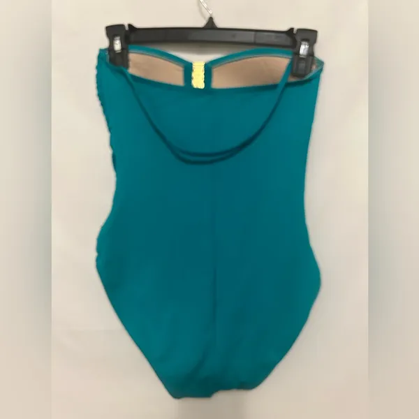 La Blanca Blue Gold Medallion Halter‎ Ruched One Piece Swimsuit Size 6 - Image 6