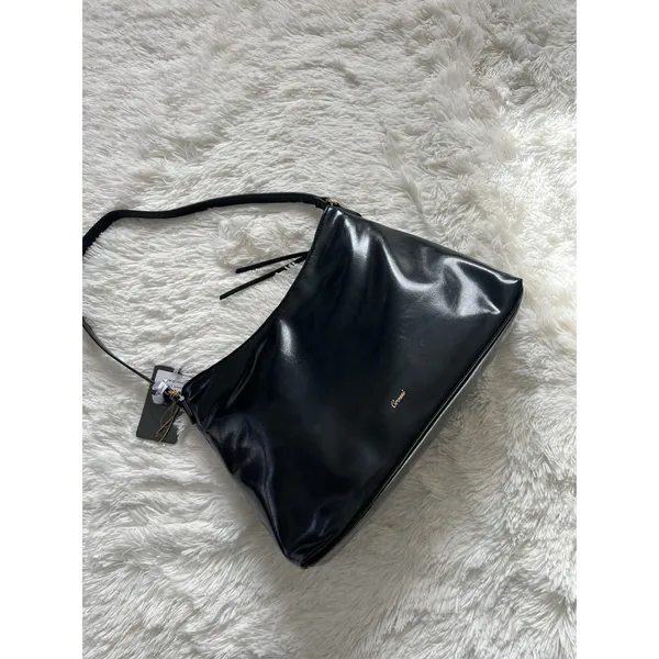 Crossi New York Black Shoulder Bag Faux Leather Studded Y2K Purse Gold Hardware - Image 9